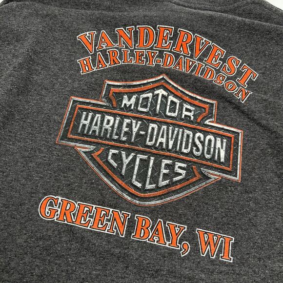 VTG y2k Men's Grey Harley Davidson Legendary Motorcycles Long Sleeve Shirt Sz L - Picture 7 of 8